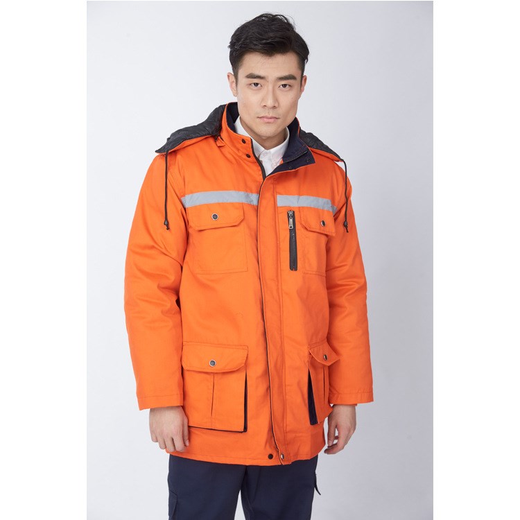 冬季戶外工作棉服反光條勞保服工裝保暖防寒防水棉衣定制logo批發