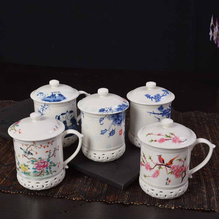 批發水晶玲瓏陶瓷杯元首杯將軍杯辦公室水杯創意廣告禮品定制包郵