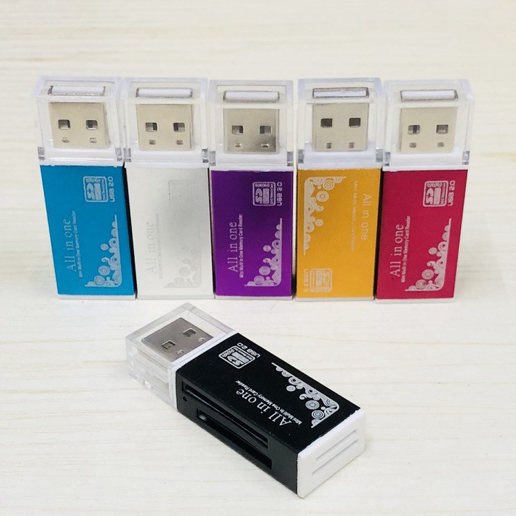 新款铝壳铝合金638四合一读卡器多功能TF SD M2 MMC高速USB2.0