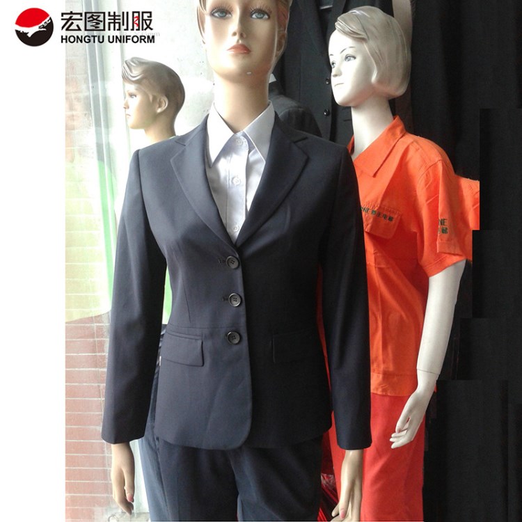 女西裝 企業(yè)職業(yè)套裝 黑色西服廠家定做