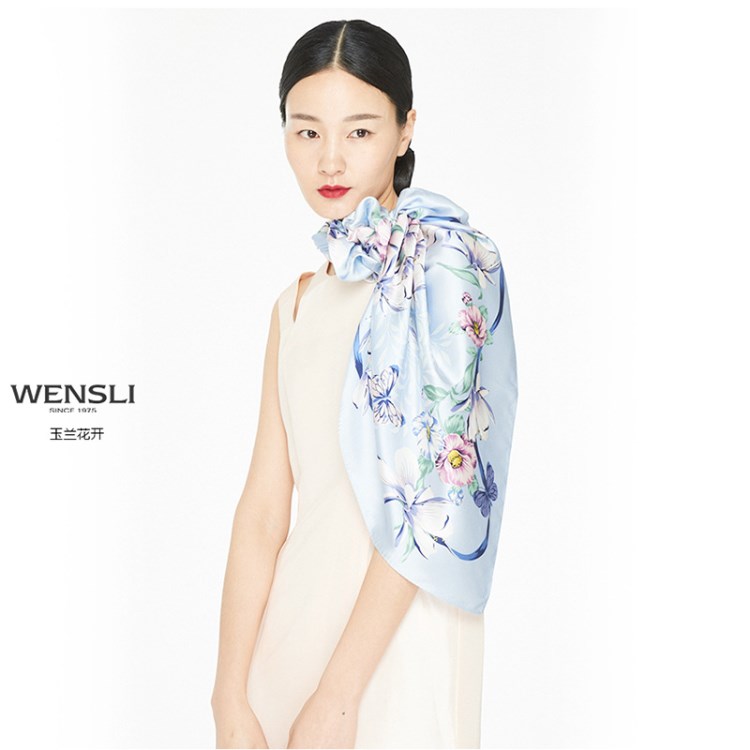 Wensli/萬事利 真絲大方巾桑蠶絲女士絲巾時(shí)尚百搭廠家批發(fā)