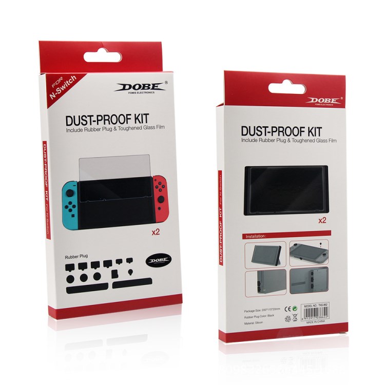 DOBE 任天堂switch鋼化膜+防塵塞套裝Nintendo游戲機(jī)防塵保護(hù)套裝