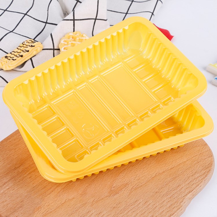 精品推薦黃色長方形塑料包裝盒 生鮮吸塑包裝 蔬菜生鮮塑料盒
