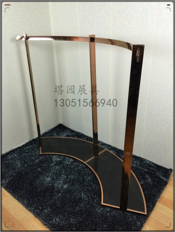 服裝店衣架展示架玫瑰金中島架貨架展示架服裝架落地架龍門(mén)架