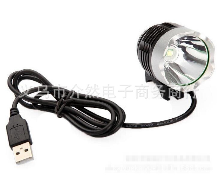 自行車燈前燈T6 強(qiáng)光LED戶外騎行裝備山地車頭燈單車配件USB充電