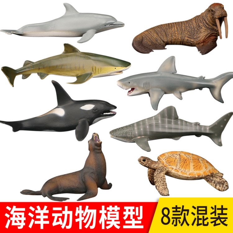 海洋生物仿真动物模型鲨鱼玩具海洋生物一套8款