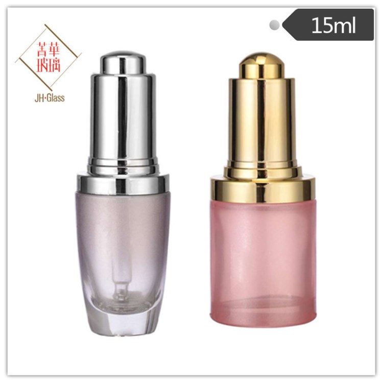 15ml新款精致眼霜玻璃空瓶配套壓泵滴管可提供瓶身加工噴漆絲印