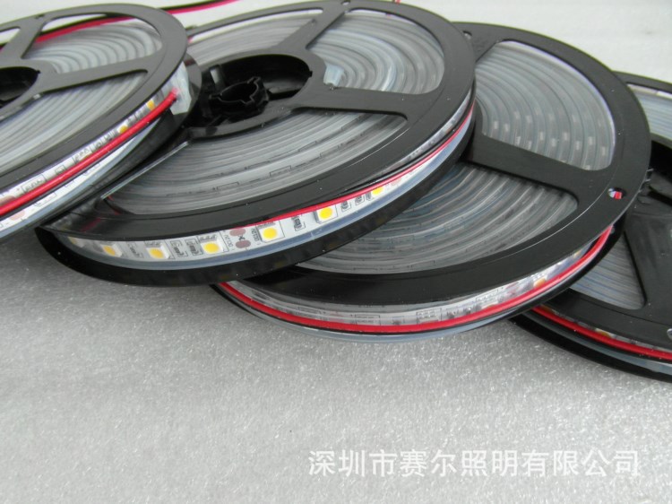 5050貼片燈帶 低壓12V一米60燈套管防水燈條 暖白 珠寶 黃金展柜