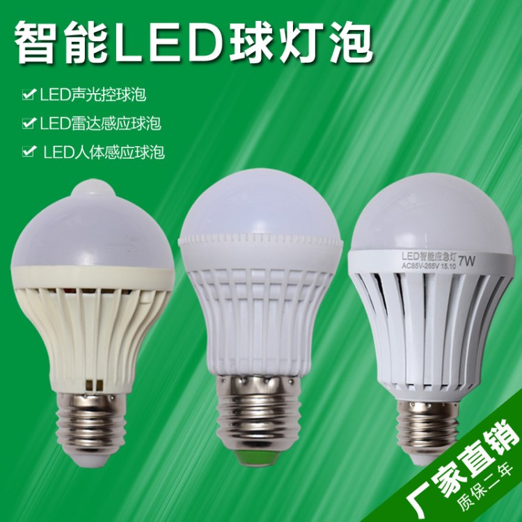 家用LED智能應(yīng)急照明球泡燈 聲光控充電燈泡節(jié)能5W7W9W 廠家直銷