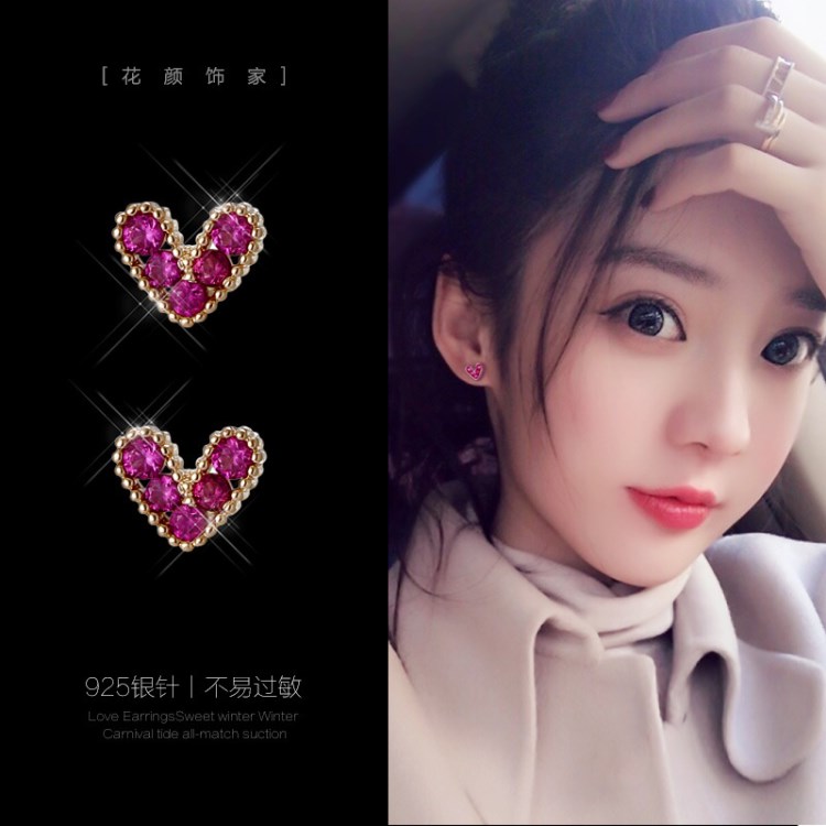 韓國精致迷你愛心耳釘網紅氣質925銀針耳環女銀飾品批發微商代