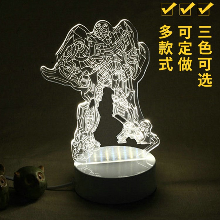 3D創意禮品USB小夜燈臺燈 立體3D小夜燈 新奇特裝飾床頭燈可定制
