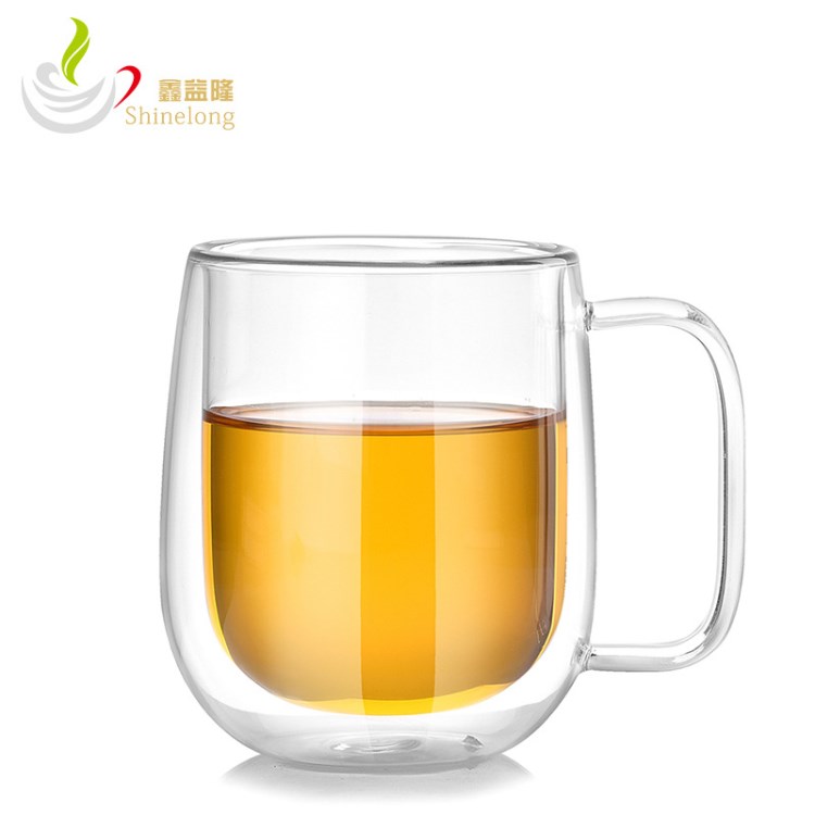 隔熱雙層大肚玻璃杯 創(chuàng)意咖啡杯定制 高硼硅玻璃耐高溫家用保溫杯