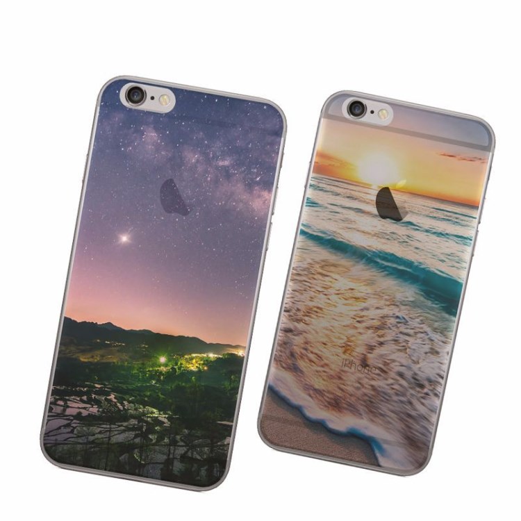 外貿(mào)iPhoneX手機(jī)殼彩繪風(fēng)景半透蘋果8plus硅膠軟殼亞馬遜來圖定制