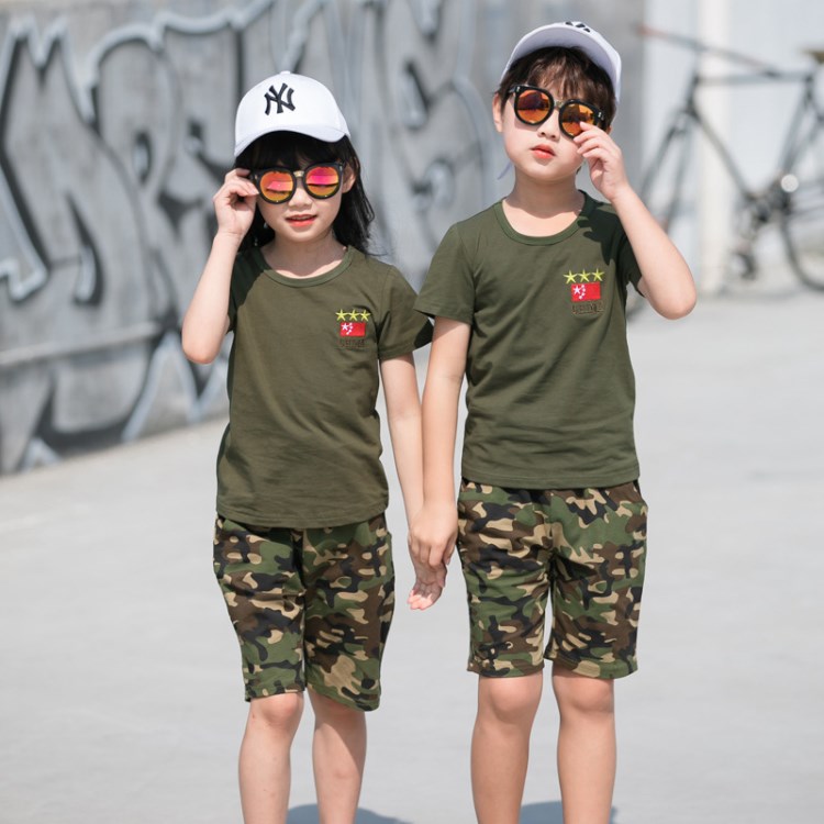 定制夏季迷彩軍訓(xùn)服短袖校服批發(fā)幼兒園園服中小學(xué)校服定做老師裝