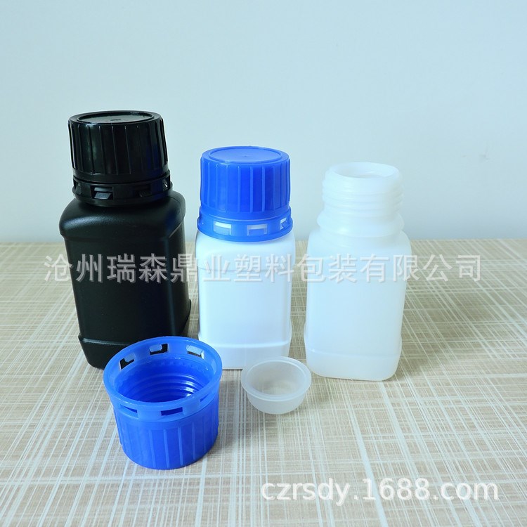 藍蓋塑料方瓶 50ml60ml 防盜蓋試劑瓶 樣品瓶 大口方塑料瓶