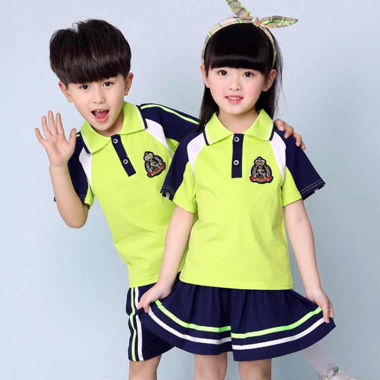 夏裝小學(xué)生校服運(yùn)動套裝批發(fā)學(xué)院兒童棉班服休閑幼兒園園服定制