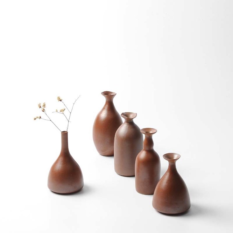 晟佑批發功夫茶具柴燒粗陶小花器小花瓶花插居家擺件陶瓷茶道配件