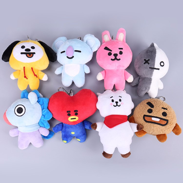 韓國采購BT21防彈少年團BTS 毛絨鑰匙扣公仔玩偶掛件包包掛飾批發(fā)