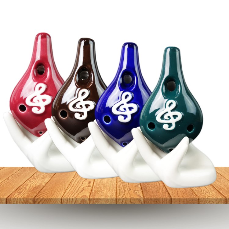 音字符陶笛 樂器 批發(fā)陶笛6孔ac調(diào)六孔笛子長嘴色釉陶笛卡通弘音