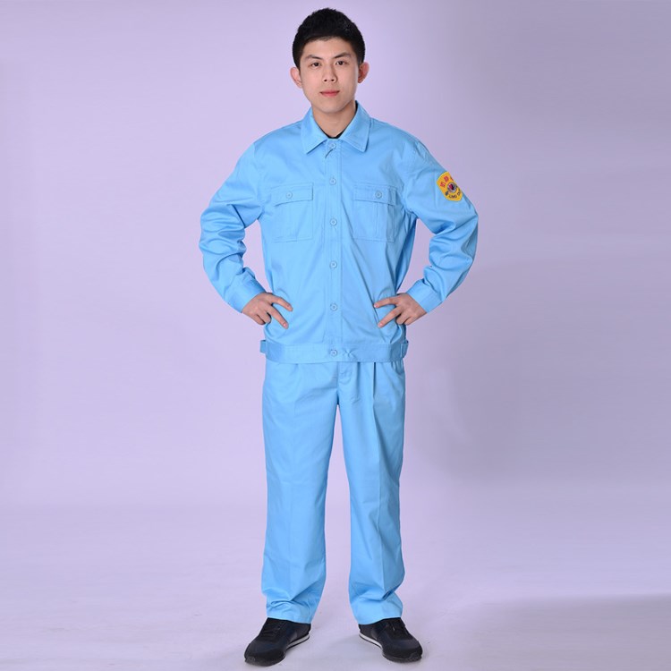 【愛工作】防靜電工裝套裝 工廠廠服休閑款員工服  拉鏈?zhǔn)酱呵锟?
                                                         style=