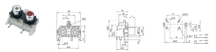 弘基電子RC-O2O  RC-1302同芯插座RCA端子RCA插座  MJ耳機(jī)插座