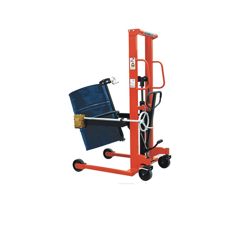手动油桶堆高车圆桶翻转倾斜铁桶倒料液压搬运车升高车350kg