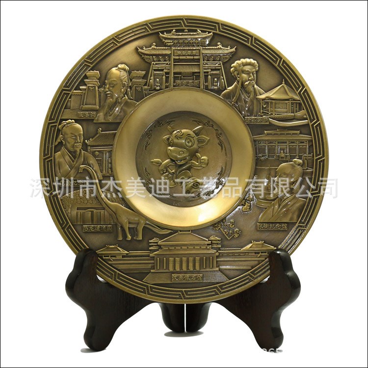 定制鋅合金浮雕仿古紀(jì)念盤 創(chuàng)意金屬工藝禮品定制紀(jì)念盤定做