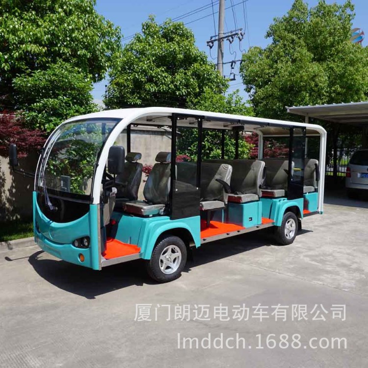 福建電動觀光車銷售公司 朗邁14座夏天不帶門四輪電動游覽觀光車