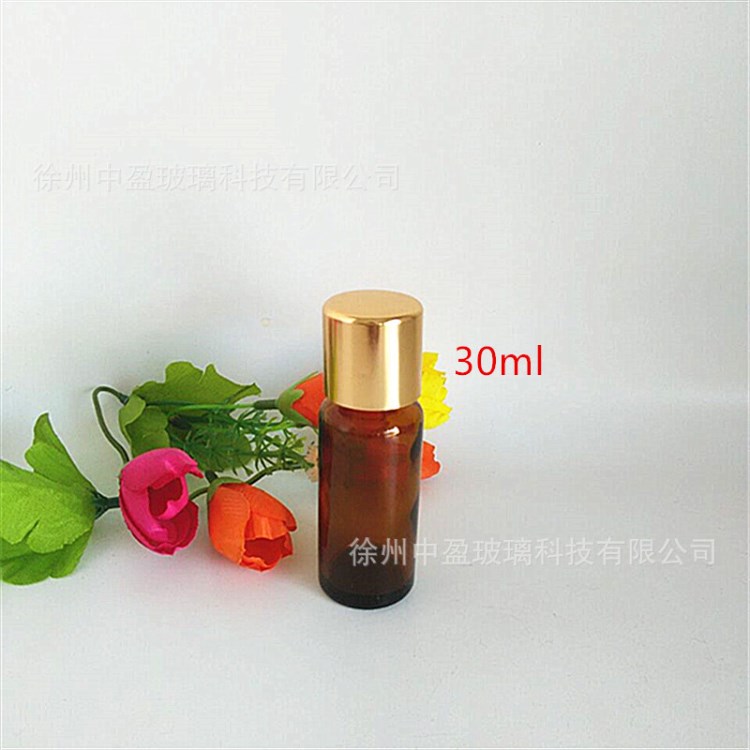 廠家直銷口服液瓶子 玻璃瓶電鍍蓋30ml 50ml 棕色密封藥水瓶