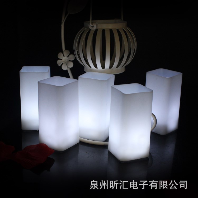 方形LED電子蠟燭 塑料無(wú)煙發(fā)光蠟燭 創(chuàng)意家居室內(nèi)裝飾閃爍蠟燭