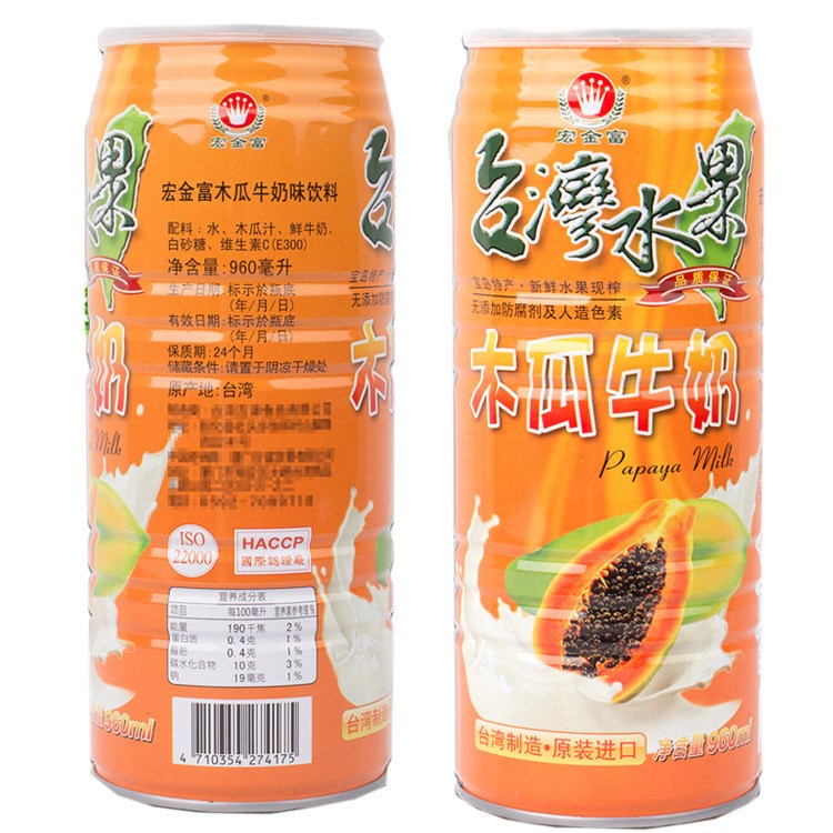 台湾 果汁美容食品 宏金富果汁饮料 960ml 1x12瓶