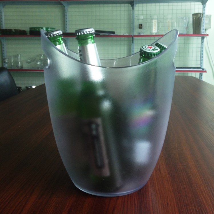 【工廠直銷】酒店KTV夜場雙手提圓形啤酒飲料冰桶透明磨砂冰桶