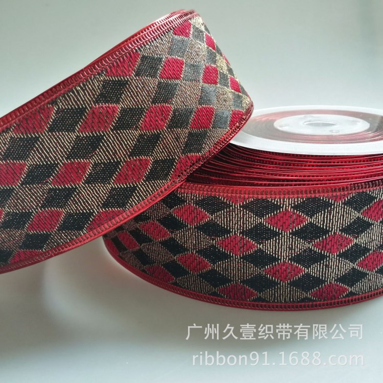 新款 服飾毛絨玩具禮品包裝配飾織帶 金線格子拷邊帶 壓邊帶