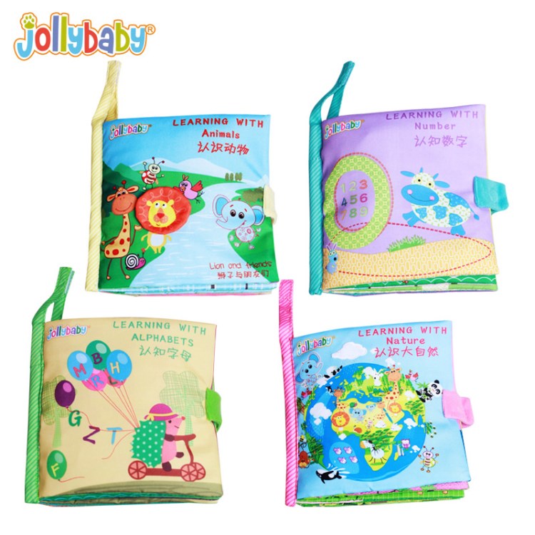 Jollybaby寶寶布書(shū)動(dòng)物數(shù)字字母大自然中英文認(rèn)知布書(shū)廠家批發(fā)