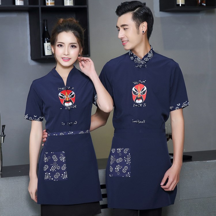 酒店工作服夏裝女火鍋店農(nóng)家樂服務(wù)員工作服短袖飯店餐廳茶樓制服