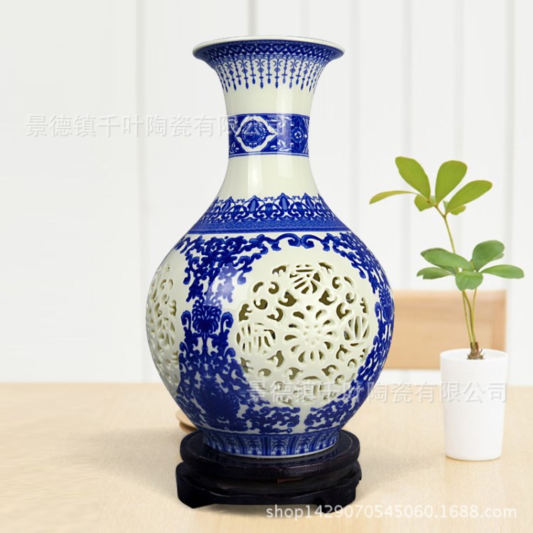 創意景德鎮鏤空花瓶 陶瓷象牙瓷工藝品 家居花瓶擺件瓷器廠家直銷