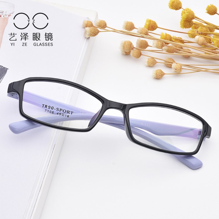 時(shí)尚舒適超輕男女款tr90眼鏡框 全框?qū)W生眼鏡架可配近視7106