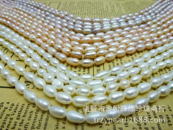 珠寶飾品批發(fā) 半成品5-6mm米形半成品珍珠項鏈 低價出售