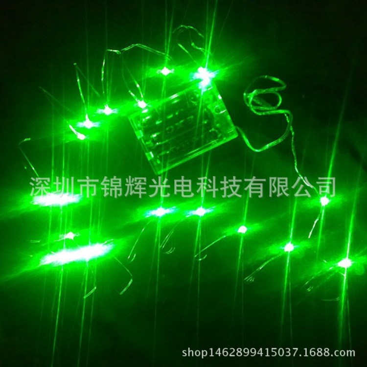 綠光led燈串帶電池盒 電池盒燈串 led銅線 圣誕節(jié)日裝飾燈串