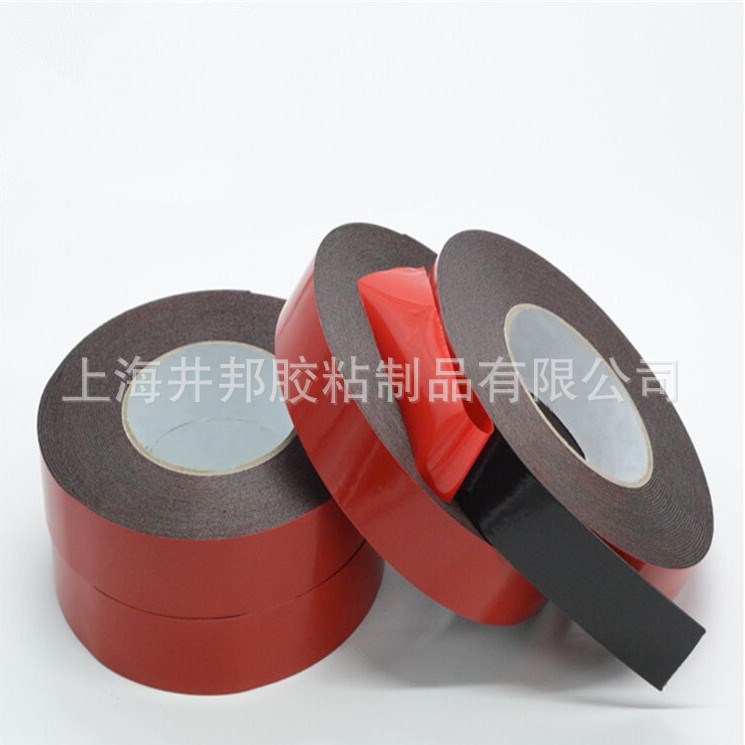 批發(fā)定做 紅膜泡棉汽車雙面膠帶 藍(lán)膜 綠膜 黑色pe泡棉膠 1mm