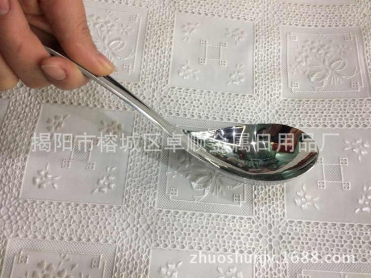 工廠直銷不銹鋼無磁加厚連柄加深湯勺,飯勺,,粥勺 感溫勺子
