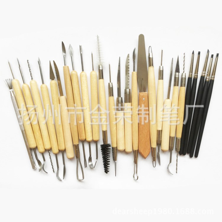 廠家直銷(xiāo)榮意雕塑工具套裝JR2-18A 27件泥塑工具 雕塑刮刀可批發(fā)