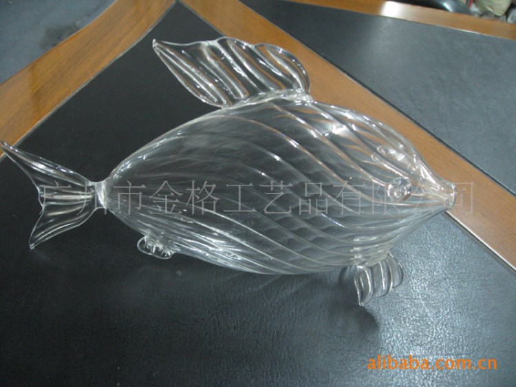 供應(yīng)透明玻璃魚，玻璃動(dòng)物魚吊飾，空心玻璃制品，玻璃空心魚