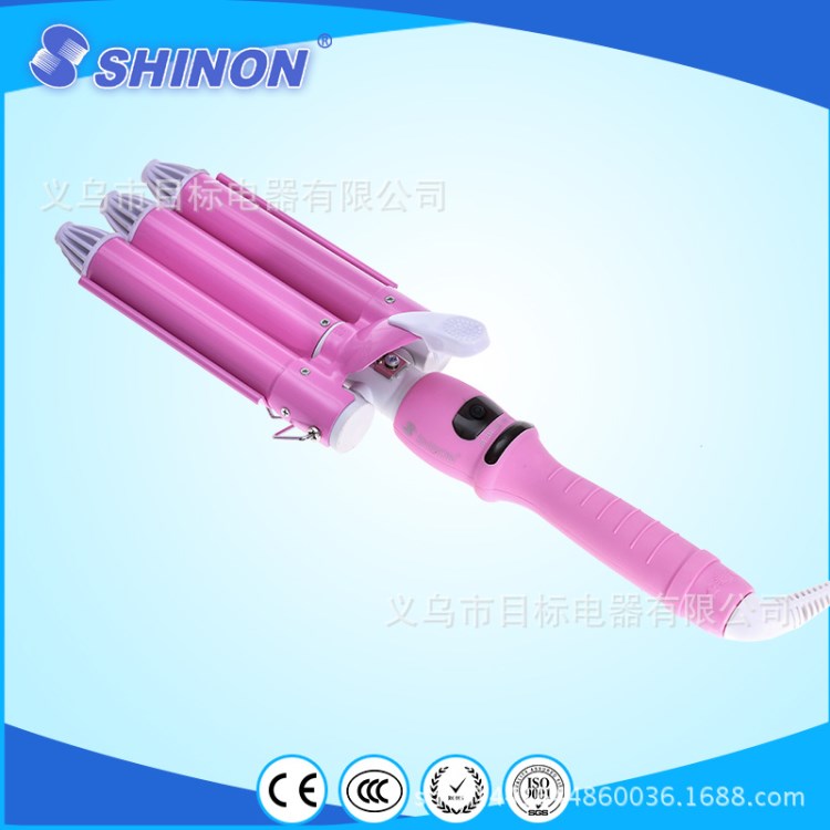 SHINON 可定制 LED 可調(diào)溫 3管電卷棒大波浪 卷發(fā)棒 SH-8898E