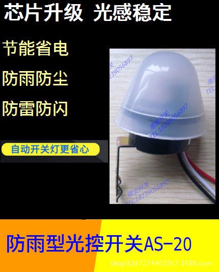 室外防雨型AS-20車庫燈路燈LED燈光控感應器路燈開關控制器12V10A