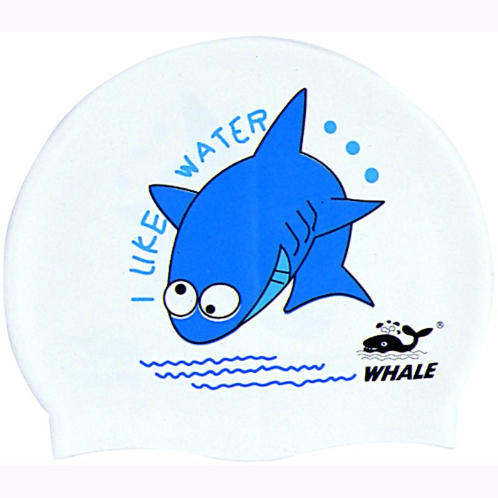 鯨魚whale硅膠兒童印花泳帽 批發 佩戴舒服
