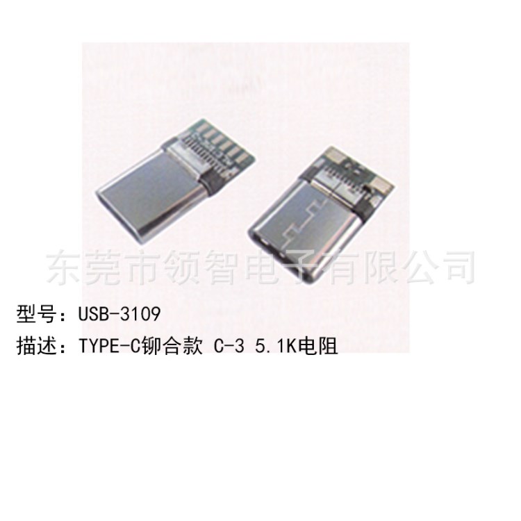 USB 3.公頭TYPE-C公頭接線端子C鉚合款 C-3 5.1K電阻廠家直銷