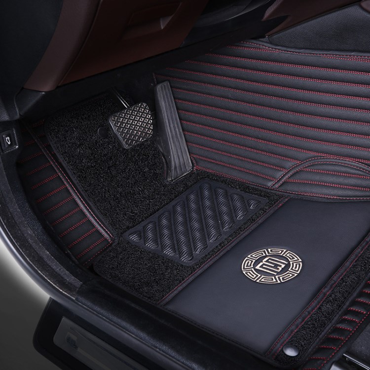 四季通用帕萨特杭绣条纹双层皮革丝圈全包围专车专用汽车脚垫批发