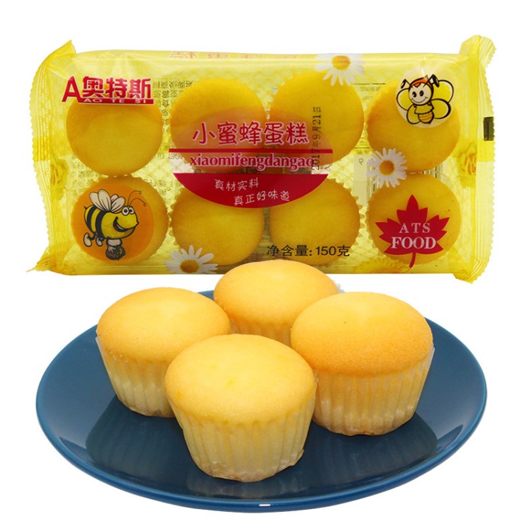 特色零食奧特斯小蜜蜂蛋糕早餐代餐食品批發(fā)直銷150g8枚裝糕點