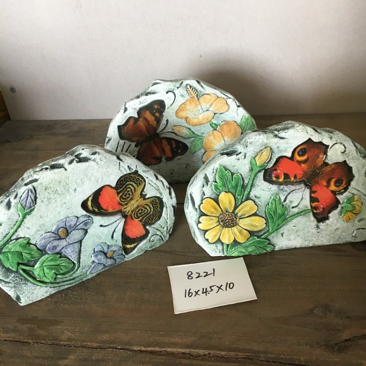 園林庭院裝飾品蝴蝶花朵圖案水泥工藝品批發(fā)家居微景觀擺設(shè)庫存
